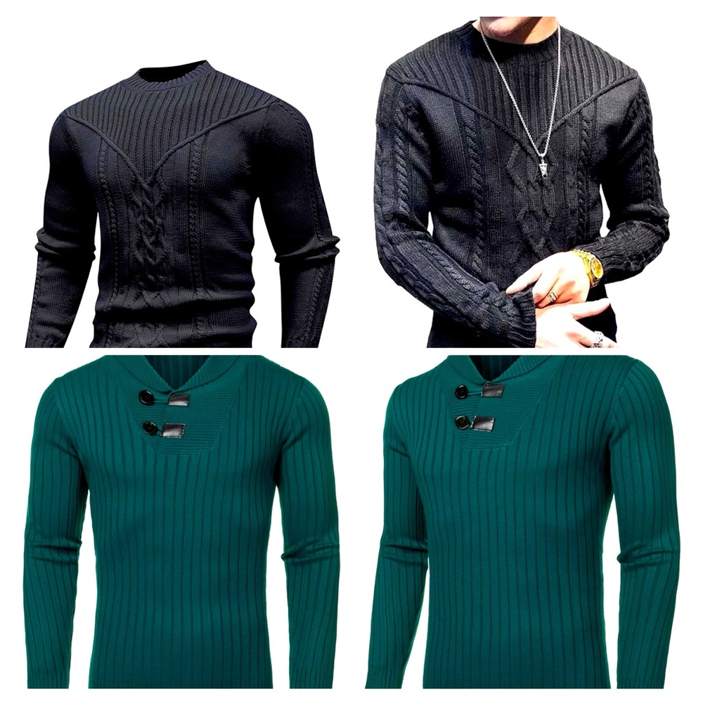 2 men’s sweaters XL black/teal